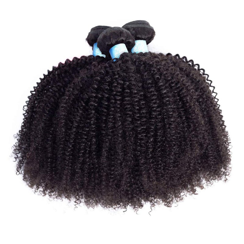 BLY Mongolian Afro Kinky Curly Boho Human Braiding Hair 3 Bundles (16 16 16inches) Unprocessed Hair Weave Weft Big Hair for Black Women Natural Color - Image 5